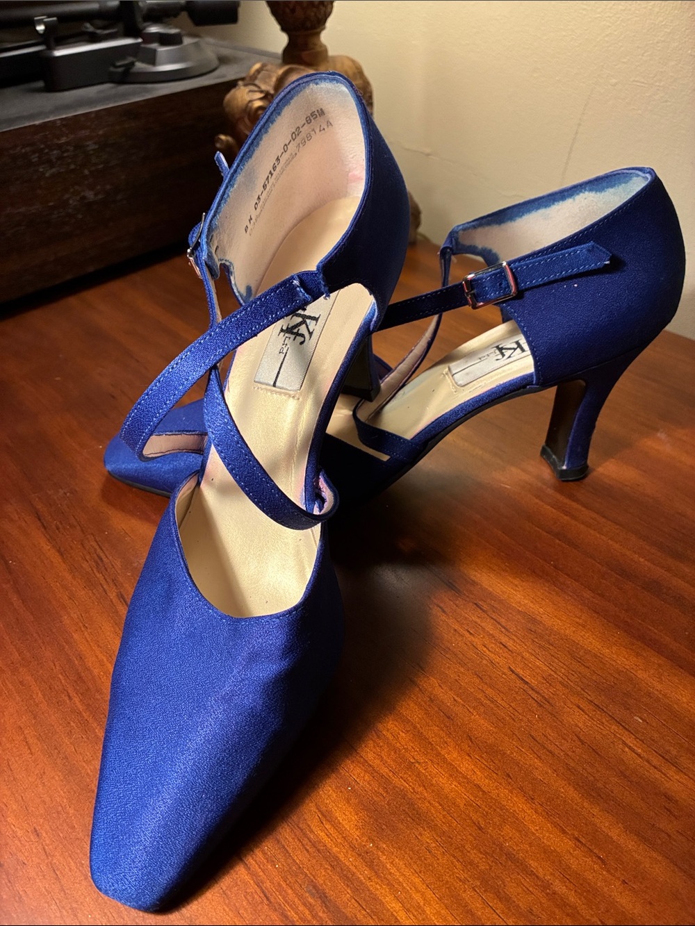 Royal Blue Satin Mary Jane Heels - Women's Evening Pumps
